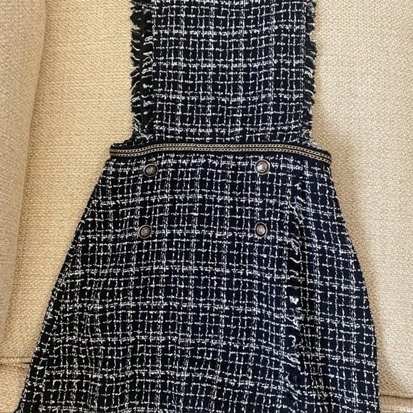 Zara tweed black romper jumpsuit XS NWOT - Picture 3 of 4